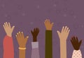 People raised their hands up. Flat trendy design. Simple illustration.