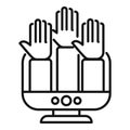 People raising hands on computer screen for online voting Royalty Free Stock Photo