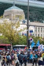 People rally in the street in support of Korea USA alliance in Seoul South Korea