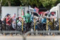 People rally in the street in support of Korea USA alliance in Seoul South Korea