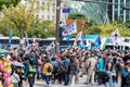 People rally in the street in support of Korea USA alliance in Seoul South Korea