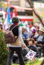 People rally in the street in support of Korea USA alliance in Seoul South Korea