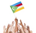 People Reaching For The Flag Of Comoros