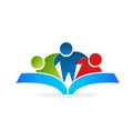 People reading a book, icon vector