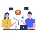 People recording a podcast vector illustration
