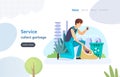 People recycle sort garbage landing page vector