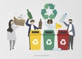 People recycling environment vector illustration