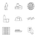 People refugees icons set, outline style