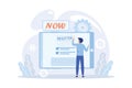 People register online. Registration or sign up user interface. Users use secure login and password. Concept of online