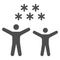 People rejoice snow solid icon, World snow day concept, two happy men in snowy weather sign on white background, Family Royalty Free Stock Photo