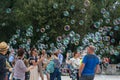 People rejoice in soap bubbles in Rome