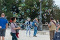 People rejoice in soap bubbles in Rome