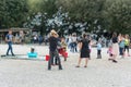 People rejoice in soap bubbles in Rome