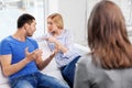 Couple with problem at family psychologist office Royalty Free Stock Photo