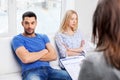 Couple with problem at family psychologist office Royalty Free Stock Photo