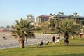 People relax on the beach in Herzliya Pituah, Israel. Royalty Free Stock Photo