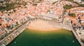 People relax on the beautiful beaches of Cascais Portugal aerial view