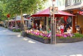 People relax at a cafe terrace in a smoke-free Murray Street, Perth, Western Australia