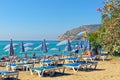 People relax on Keykubat Beach in the heart of famous mediterranean resort