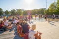 Families listen to music during an open concert Royalty Free Stock Photo