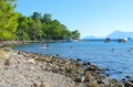 People relax on popular Phaselis beach, Antalya coast, Turkey Royalty Free Stock Photo