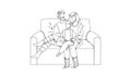 People Relaxing On Cozy Couch Together Vector Royalty Free Stock Photo