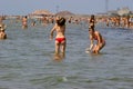 People relaxing in Crowded beach Royalty Free Stock Photo