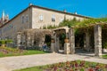 People relaxing at garden Franciscan monastery Royalty Free Stock Photo