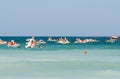 People Relaxing In Hydro Bikes