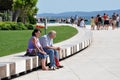 People relaxing near the Sea Organ. Coast of Zadar, Croatia