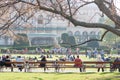 People relaxing in Stadtpark in Vienna, Austria in spring