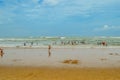 People relaxing and sun bathing in beautiful and pristine Cape Vidal beach in St Lucia under Isimangaliso wetland park South