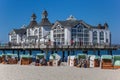 People relaxing in traditional beach chairs in Sellin Royalty Free Stock Photo