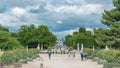 People relaxing in Tuileries Palace open air park near museum timelapse. Paris, France Royalty Free Stock Photo