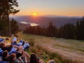 People relaxing watching Marisel sunset, Romania Royalty Free Stock Photo