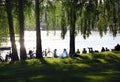 People relaxing by the water in Stockholm