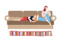 People relaxing on weekdays female friends on couch