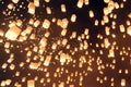 People release Khom Loi, the sky lanterns during Yi Peng or Loi Krathong festival Royalty Free Stock Photo