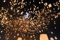 People release Khom Loi, the sky lanterns during Yi Peng or Loi Krathong festival