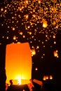 People release Paper Sky Lantern in Yee Peng Festival