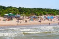 People rest on beach in popular resort town of Palanga, Lithuania Royalty Free Stock Photo