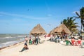 People rest on a beach in Progreso near Merida, Yucatan, Mexico