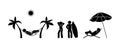 People rest, beach vacation icon, stick man symbol, stickman pictogram