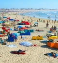 People rest ocean beach. Portugal