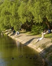 People rest in park Izmaylovo