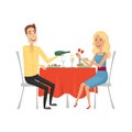 People in the restaurant for dinner. Flat and cartoon style. Vector illustration on a white background.