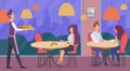 People in restaurant flat vector illustration