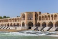 People resting in the ancient Khaju Bridge, (Pol-e Khaju), in Isfahan, Iran