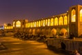 People resting in the ancient Khaju Bridge, (Pol-e Khaju), in Isfahan, Iran