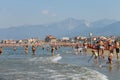 People resting on the beach in Viareggio, Italy Royalty Free Stock Photo